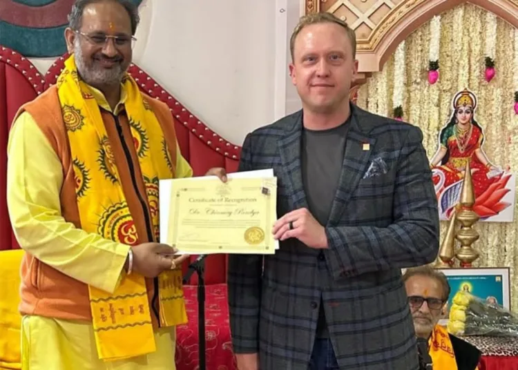 dr chinmay pandya shantikunj honored in canada calgary