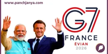 G7 Summit in France President Emmanuel Macron and PM Narendra Modi