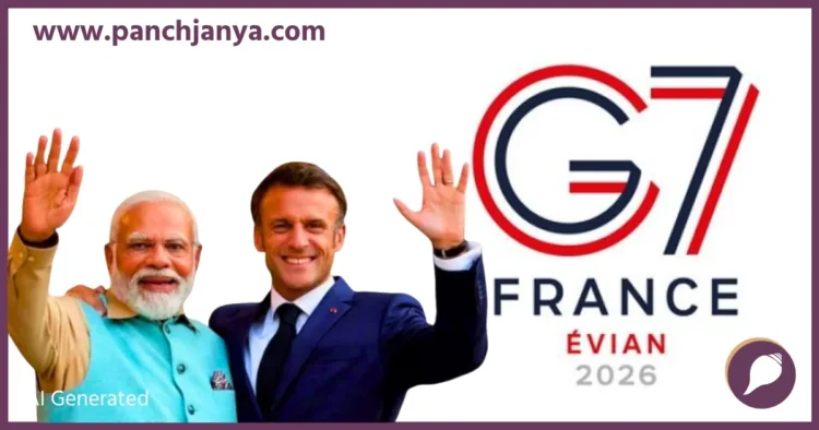 G7 Summit in France President Emmanuel Macron and PM Narendra Modi