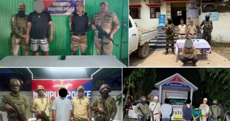 मणिपुर में सुरक्षा बलों ने उग्रवादी संगठनों के कई सदस्यों को गिरफ्तार किया।