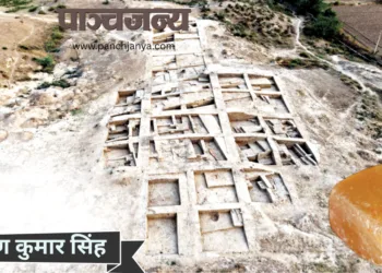 राखीगढ़ी का एक विस्तृत खुदाई स्थल एवं पत्थर की एक कीमती वस्तु