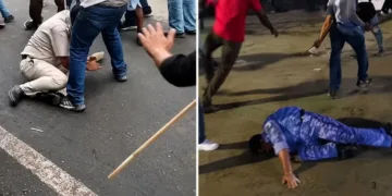 सुरक्षाकर्मियों पर हमला करते सीजेपी के कथित समर्थक
