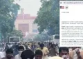 प्रदर्शन करते कॉकरोच जनता पार्टी के समर्थक।