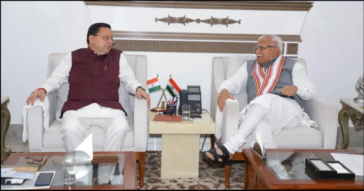 CM Dhami meets ML Khattar