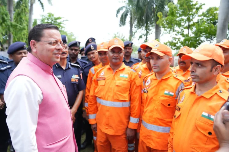 CM Pushkar Singh Dhami NDRF Battalion Inspection Disaster Relief Review Panchjanya