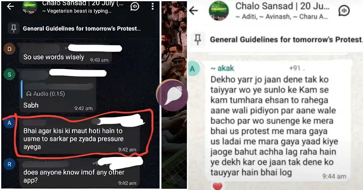 Delhi Sansad Chalo Violence Leaked WhatsApp Chats CJP JNU Sansad Chalo Briar BitChat Panchjanya