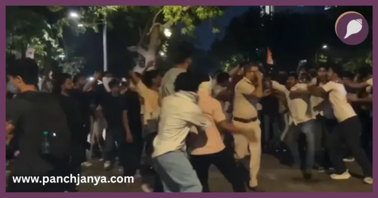NEET Paper Leak Protest Violence Masked Protesters Police Attack Prevention Unfair Means Act Panchjanya