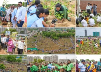 कर्णावती में पौधरोपण करते वालंटियर्स