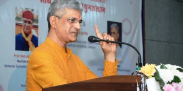 MLSU Udaipur Lecture Research and Bharat Resurgence Chandrakant Pragya Pravah Prof Kailash Daga Panchjanya