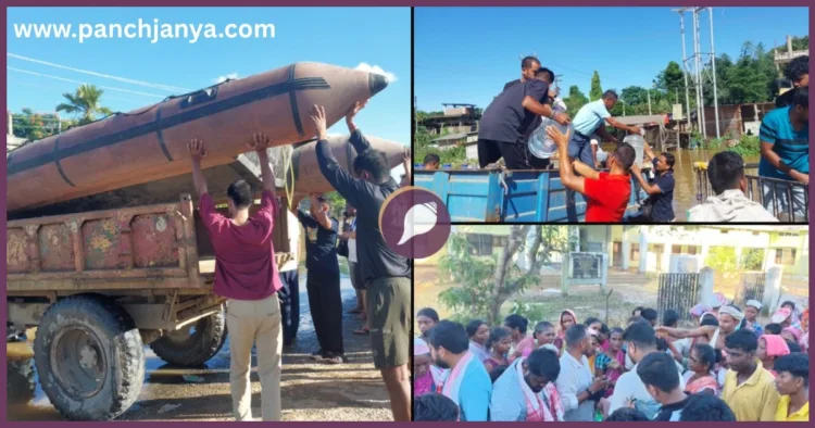 Assam Flood 2026 RSS Volunteers Relief Work Sivasagar Betbari Amguri Food Water Distribution Panchjanya