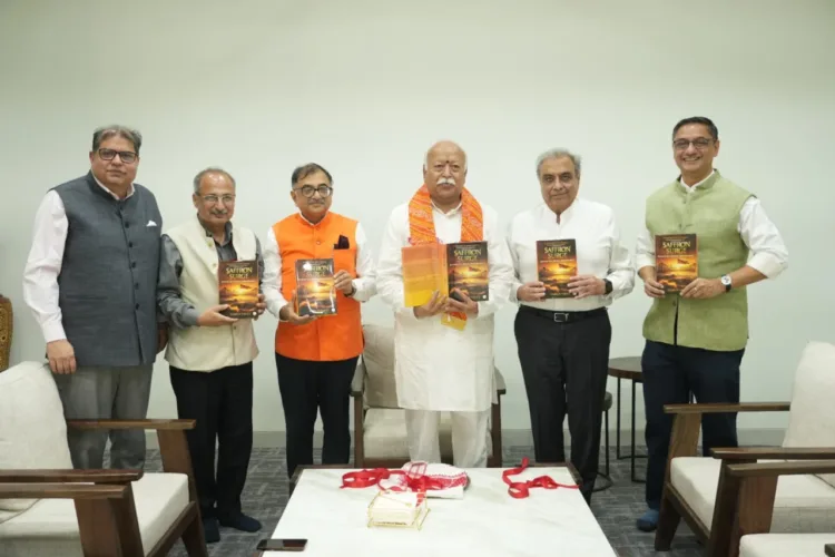 Saffron Surge Book Release Mohan Bhagwat Tarun Vijay Sanjeev Sanyal Keshav Kunj Delhi Panchjanya