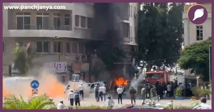 syria damascus blast near french president emmanuel macron hotel four seasons