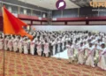 कार्यक्रम में ध्वज प्रणाम करतीं समिति की बहनें