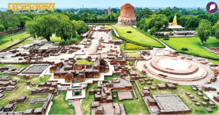सारनाथ में उत्खनन में मिले अवशेष