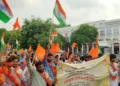 कनॉट प्लेस से गुजरती संस्कृत शोभायात्रा