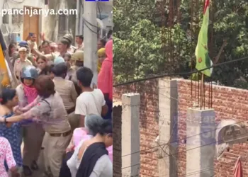 faridabad illegal mosque demolition palla ganpati colony muncipal action