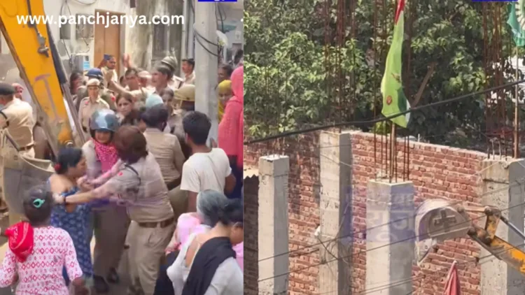 faridabad illegal mosque demolition palla ganpati colony muncipal action