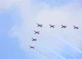 IAF Surya Kiran Aerobatic Team Air Show Meerut Hawk Jets Tricolor Panchjanya