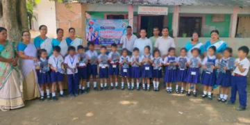 kisan sangh free uniforms notebooks and bags distributed to 7000 flood affected students