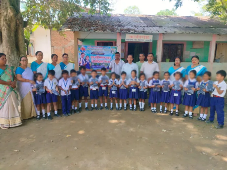 kisan sangh free uniforms notebooks and bags distributed to 7000 flood affected students