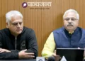 पत्रकार वार्ता को संबोधित करते हुए श्री सुनील आंबेकर (दाएं)