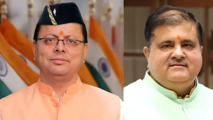 मुख्यमंत्री पुष्कर सिंह धामी और प्रदेश अध्यक्ष महेंद्र भट्ट।